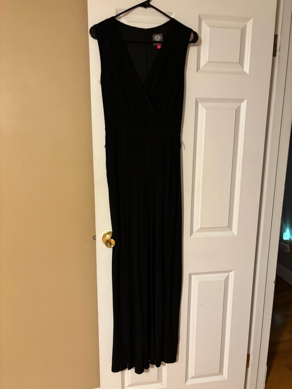 Vince Camuto Black Sleeveless Faux-Wrap Jumpsuit